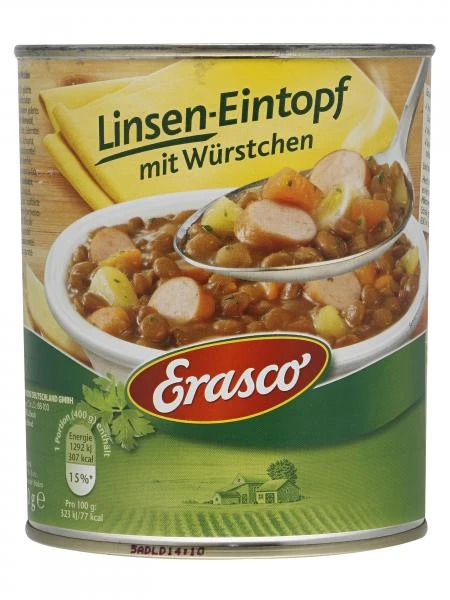 Erasco Linsen-Eintopf Mit Würstchen 3 Erasco Linsen-Eintopf Mit Würstchen