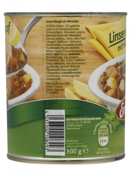 Erasco Linsen-Eintopf Mit Würstchen 5 Erasco Linsen-Eintopf Mit Würstchen – Bild 3