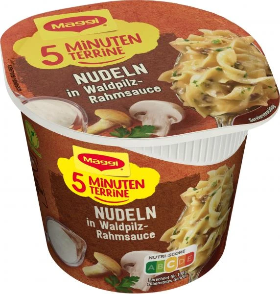 Maggi 5 Minuten Terrine Nudeln In Waldpilz-Rahmsauce 3 Maggi 5 Minuten Terrine Nudeln In Waldpilz-Rahmsauce
