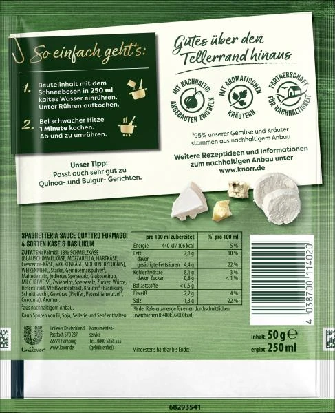 Knorr Spaghetteria Sauce Quattro Formaggi 4 Knorr Spaghetteria Sauce Quattro Formaggi – Bild 2