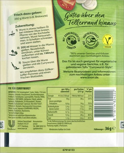 Knorr Fix Würzbasis Currywurst 4 Knorr Fix Würzbasis Currywurst – Bild 2