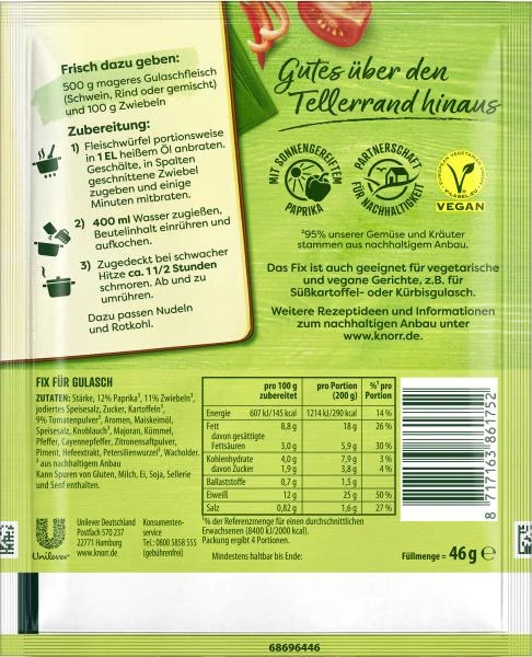 Knorr Fix Gulasch 4 Knorr Fix Gulasch – Bild 2