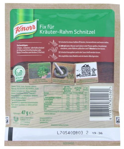 Knorr Fix Kräuter-Rahm Schnitzel 4 Knorr Fix Kräuter-Rahm Schnitzel – Bild 2