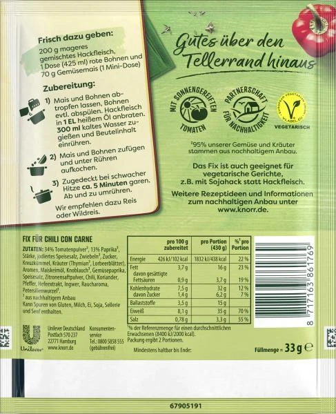 Knorr Fix Chili Con Carne 4 Knorr Fix Chili Con Carne – Bild 2