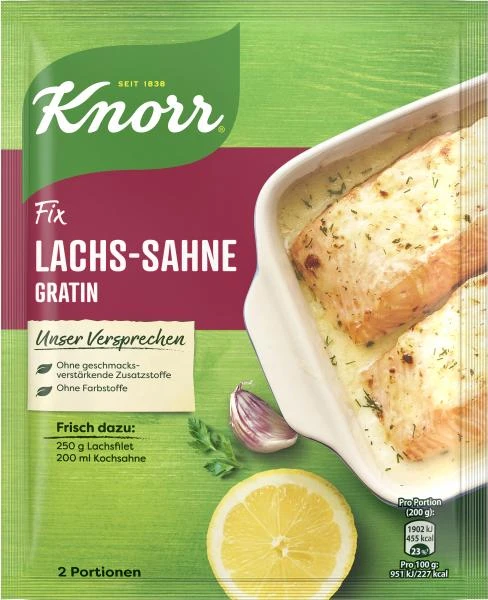 Knorr Fix Lachs-Sahne Gratin 3 Knorr Fix Lachs-Sahne Gratin