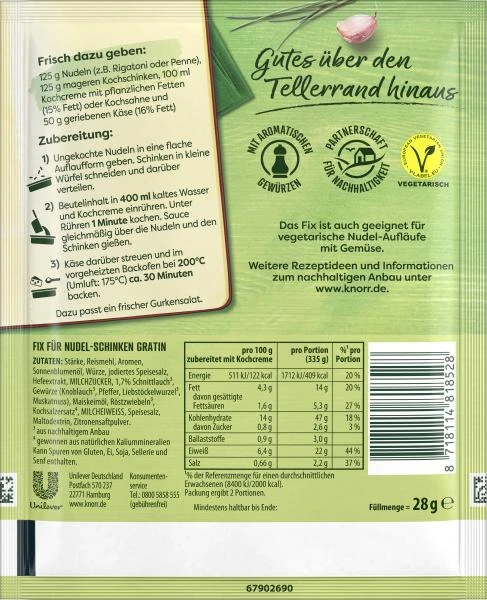 Knorr Fix Nudel-Schinken Gratin 4 Knorr Fix Nudel-Schinken Gratin – Bild 2