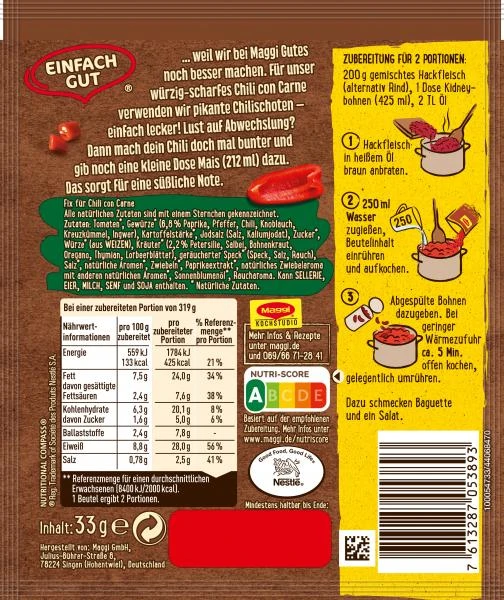 Maggi Fix & Frisch Chili Con Carne 4 Maggi Fix & Frisch Chili Con Carne – Bild 2