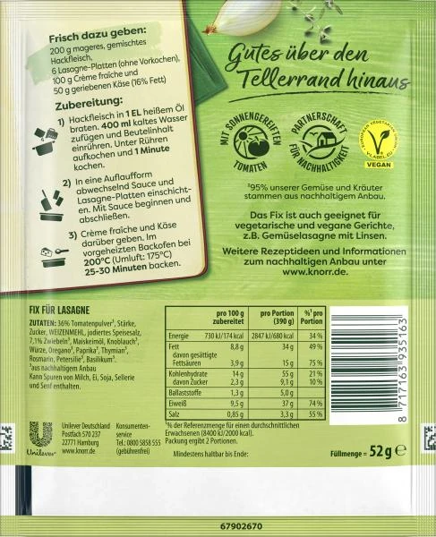 Knorr Fix Lasagne 4 Knorr Fix Lasagne – Bild 2