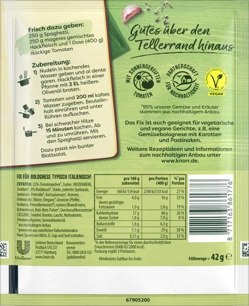 Knorr Fix Bolognese Typisch Italienisch 4 Knorr Fix Bolognese Typisch Italienisch – Bild 2