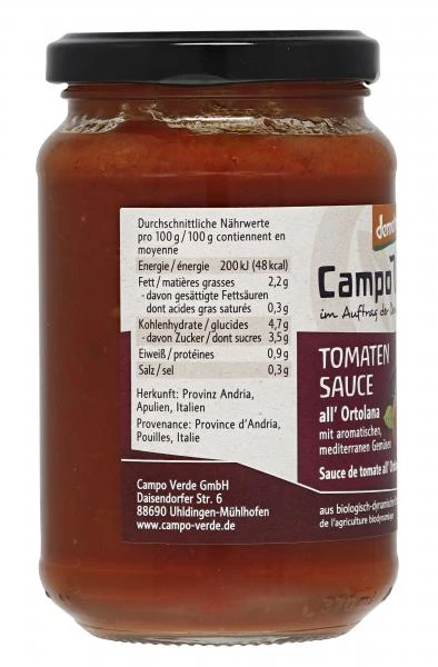 Campo Verde Demeter Bio Tomatensauce All' Ortolana 5 Campo Verde Demeter Bio Tomatensauce All' Ortolana – Bild 3