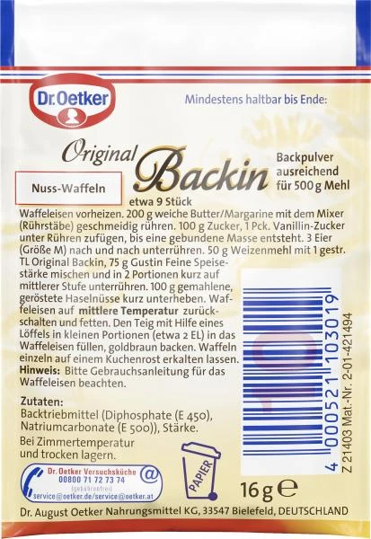 Dr. Oetker Original Backin Backpulver 4 Dr. Oetker Original Backin Backpulver – Bild 2