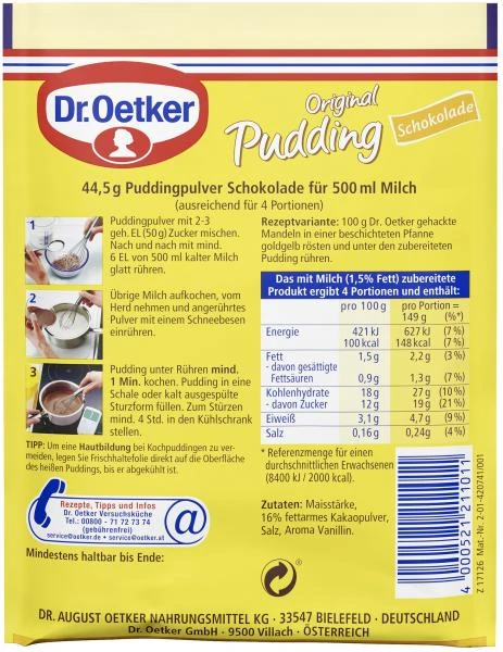 Dr. Oetker Original Pudding Schokolade 4 Dr. Oetker Original Pudding Schokolade – Bild 2