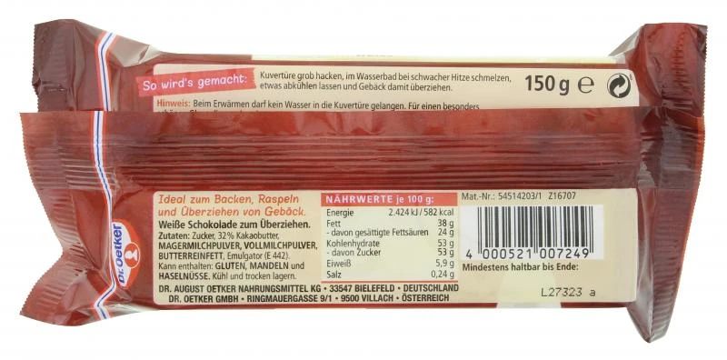 Dr. Oetker Kuvertüre Weiß 5 Dr. Oetker Kuvertüre Weiß – Bild 3