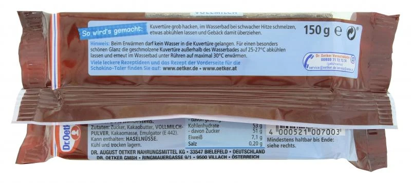 Dr. Oetker Kuvertüre Vollmilch 4 Dr. Oetker Kuvertüre Vollmilch – Bild 2