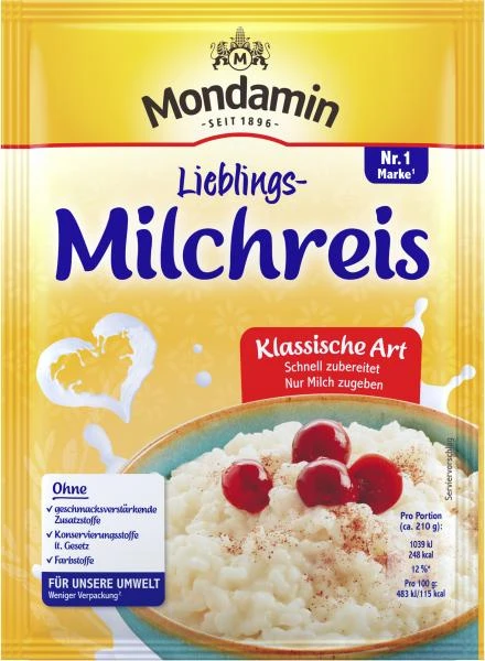 Mondamin Lieblings-Milchreis Klassische Art 3 Mondamin Lieblings-Milchreis Klassische Art
