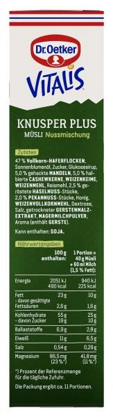 Dr. Oetker Vitalis Knusper Plus Müsli Nussmischung 4 Dr. Oetker Vitalis Knusper Plus Müsli Nussmischung – Bild 2