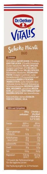 Dr. Oetker Vitalis Schoko Duo Müsli 4 Dr. Oetker Vitalis Schoko Duo Müsli – Bild 2